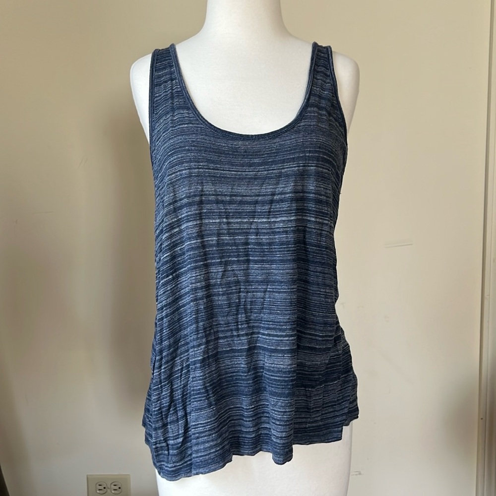 VINCE Women’s Blue White Striped Scoop Neck Racerback Tank Top Size M